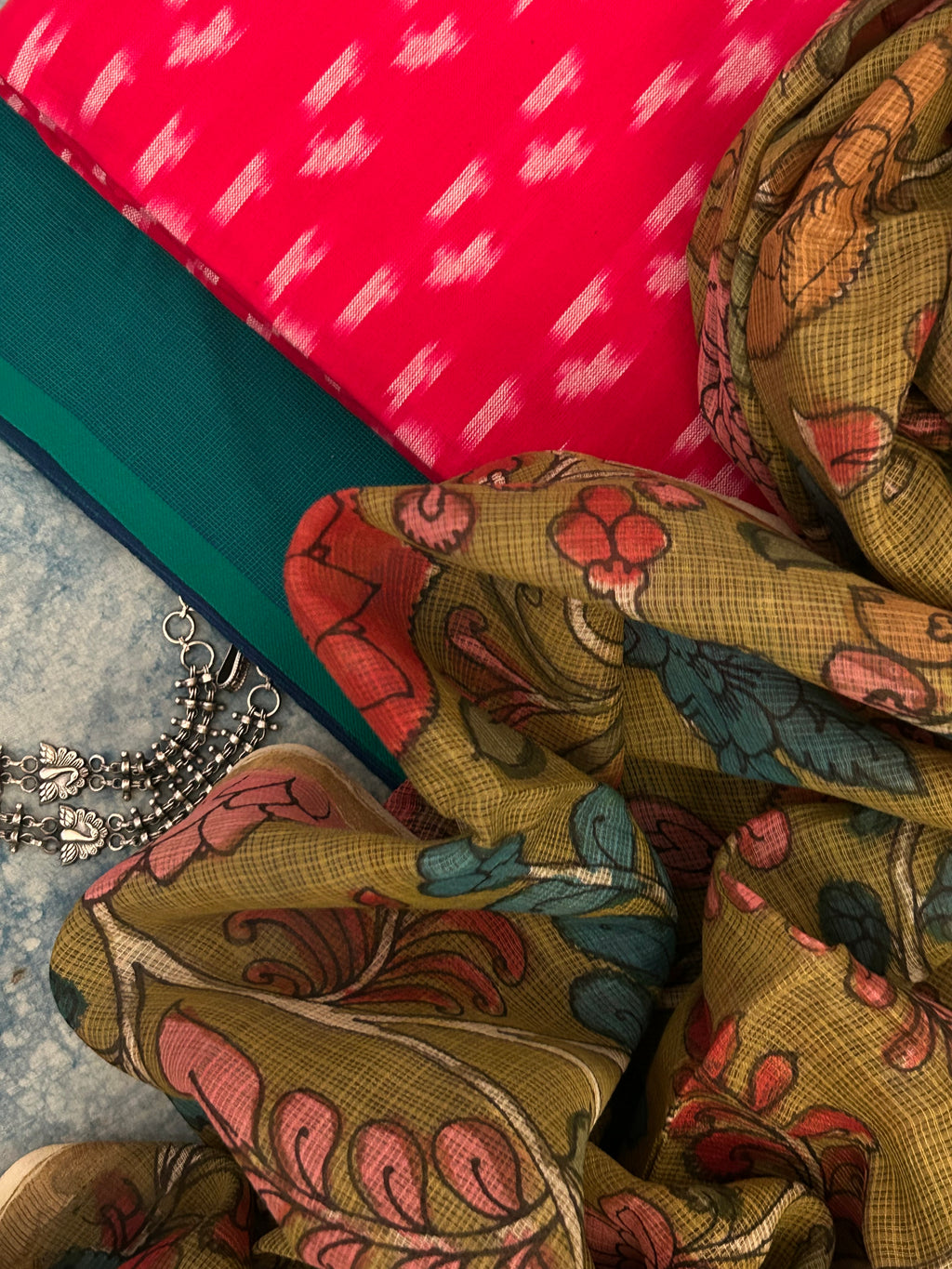 Handwoven Handpainted Kalamkari Set