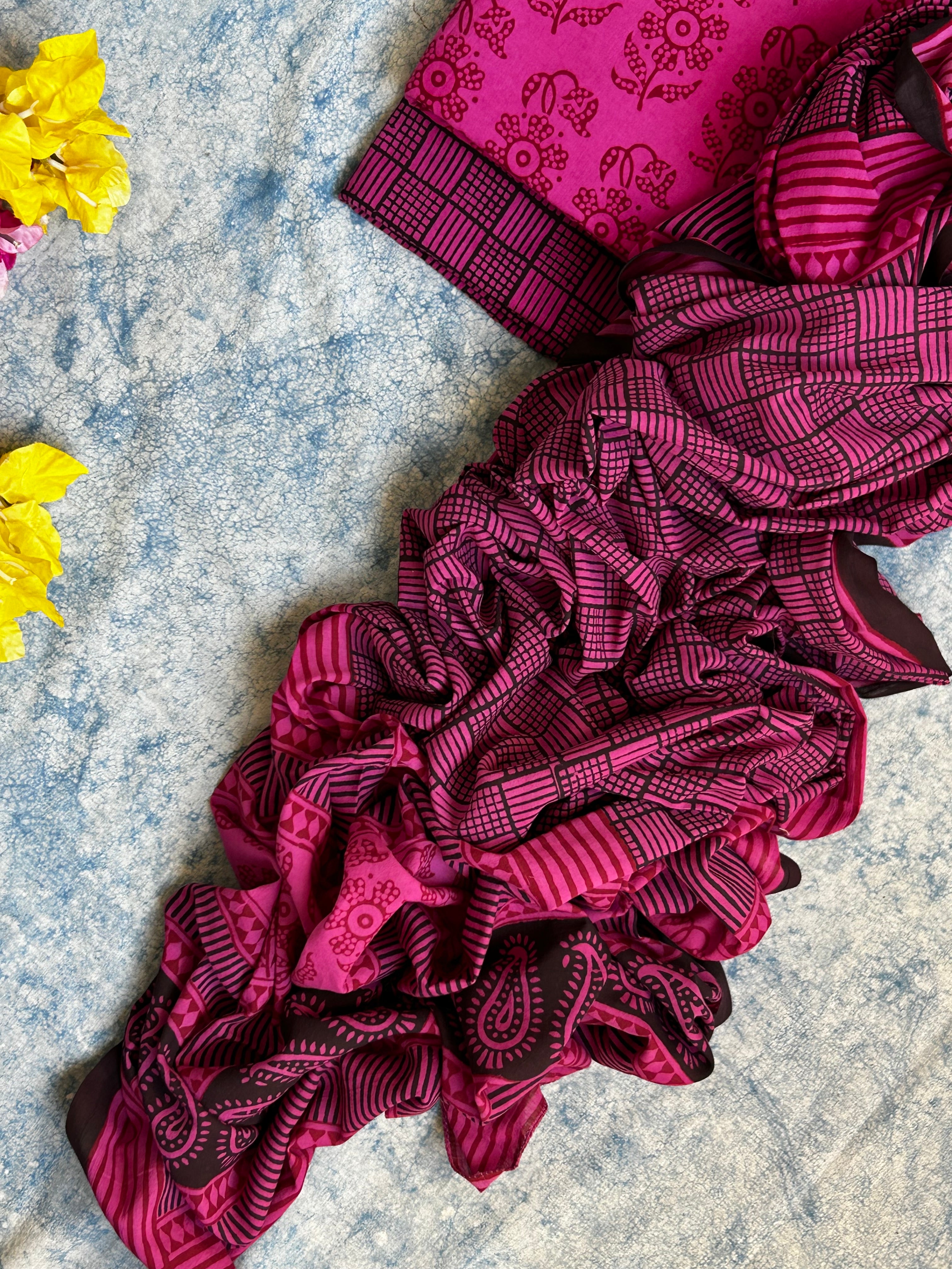 Natural Dyed Bagh Block Print Cotton Suit