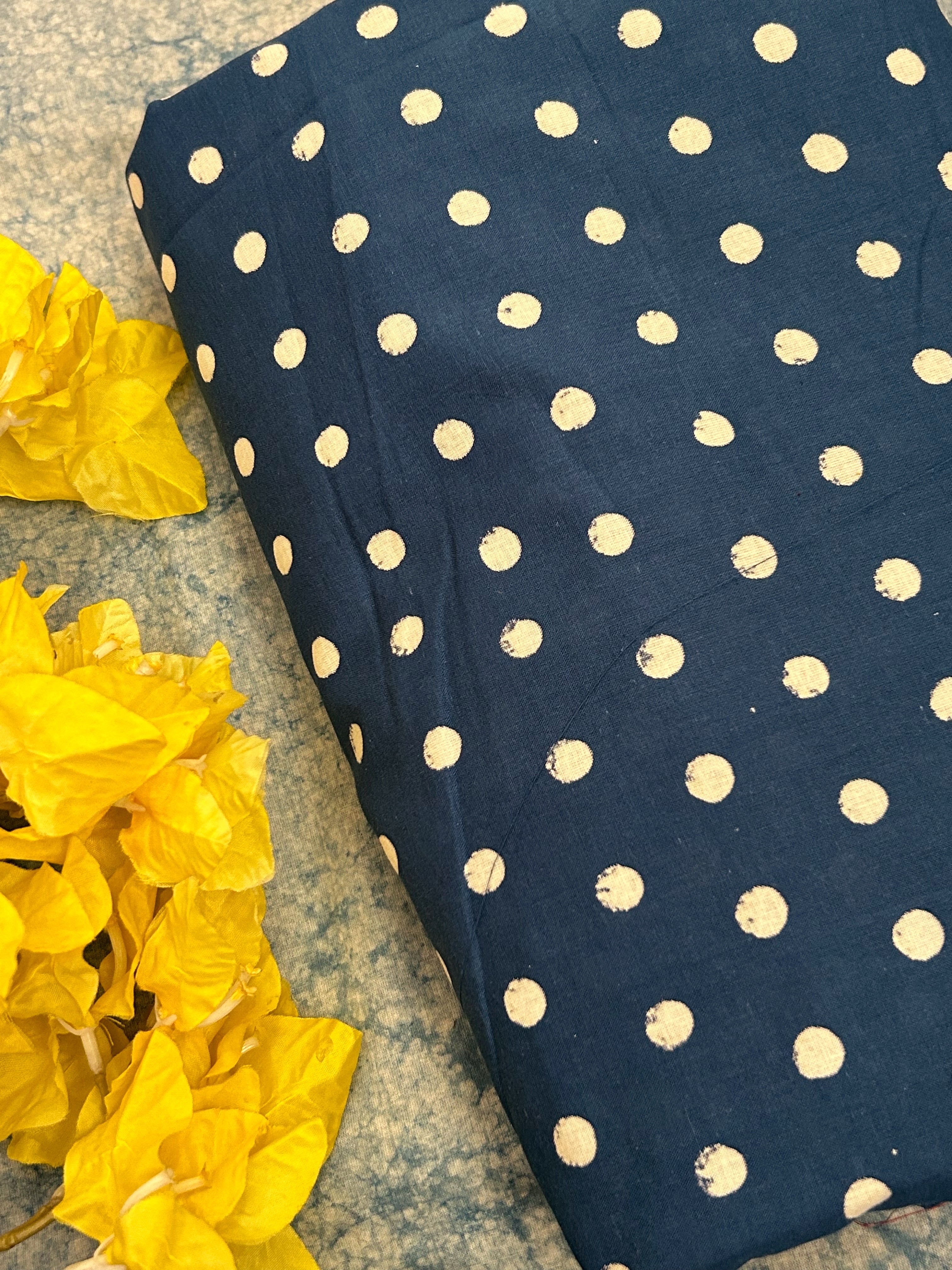 Hand Block Printed Azo free Dyed Cotton Kurta Fabric -Royal Blue