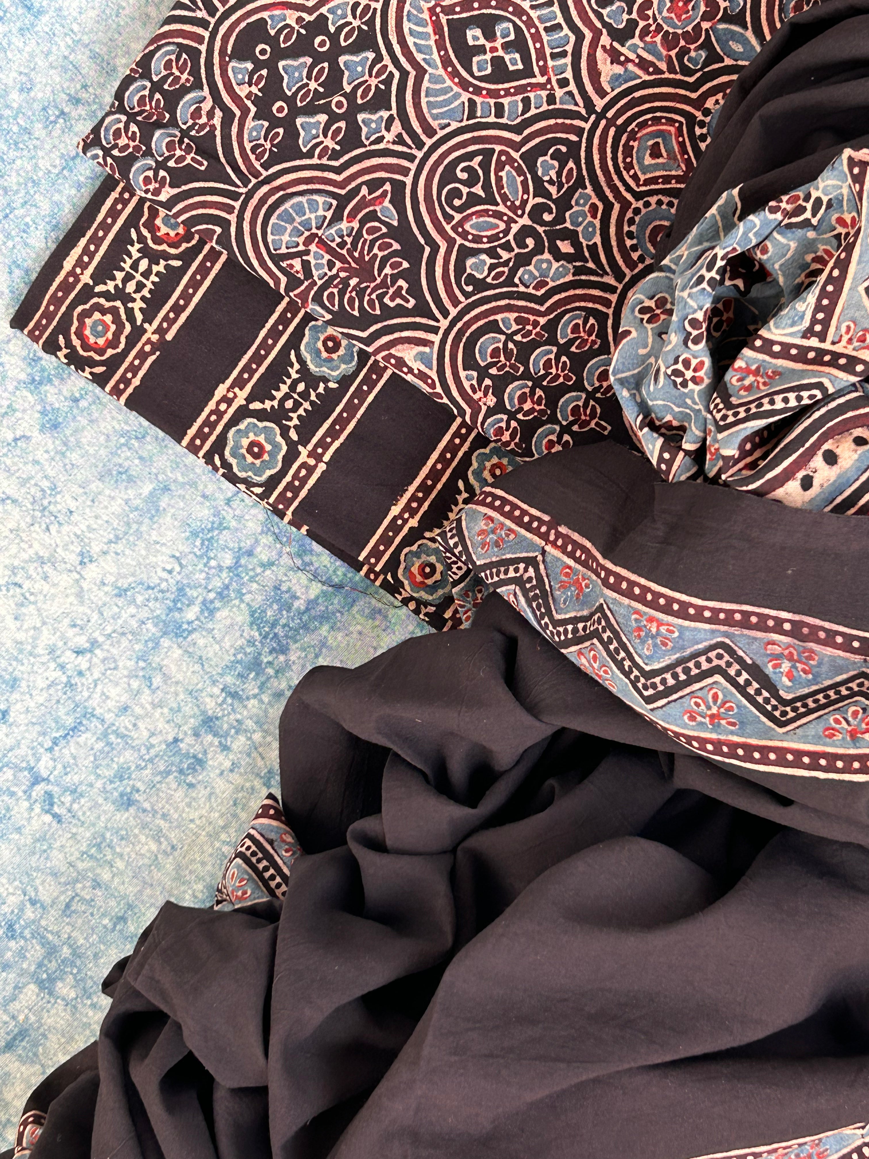 Natural Dyes Handblock Ajrakh Cotton Suit