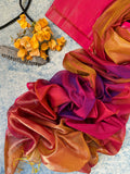 Handwoven Maheshwari Kurta Dupatta Set - Rani Pink and Purple