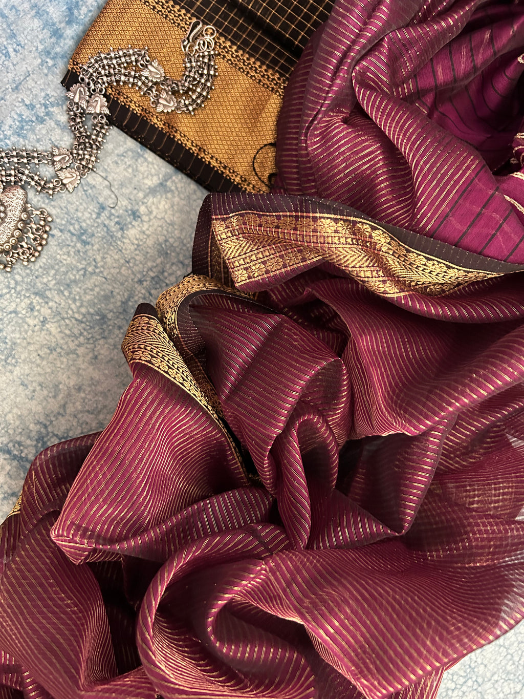 Handwoven Maheshwari Kurta Dupatta Set