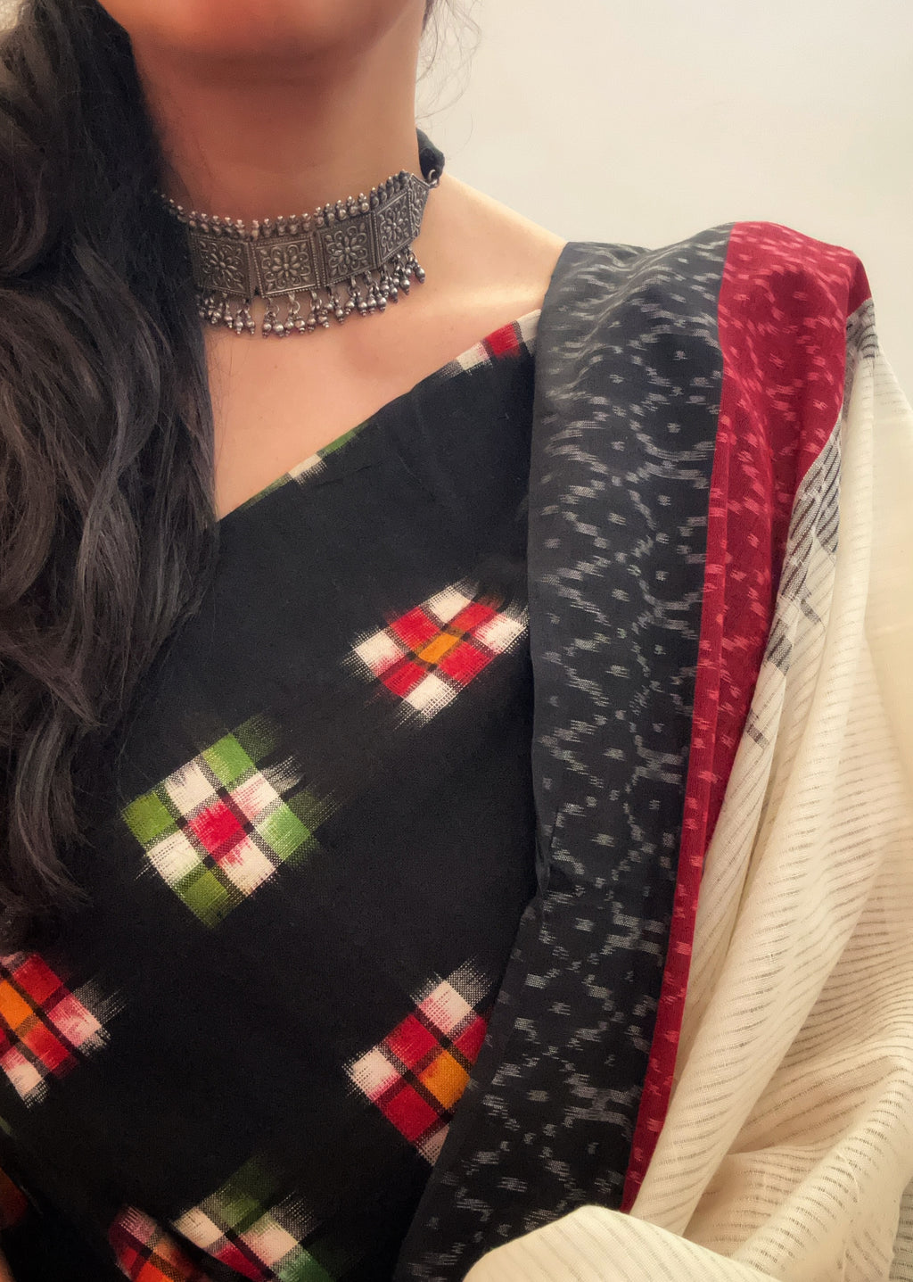Handwoven Double Ikat Kurta Dupatta Set