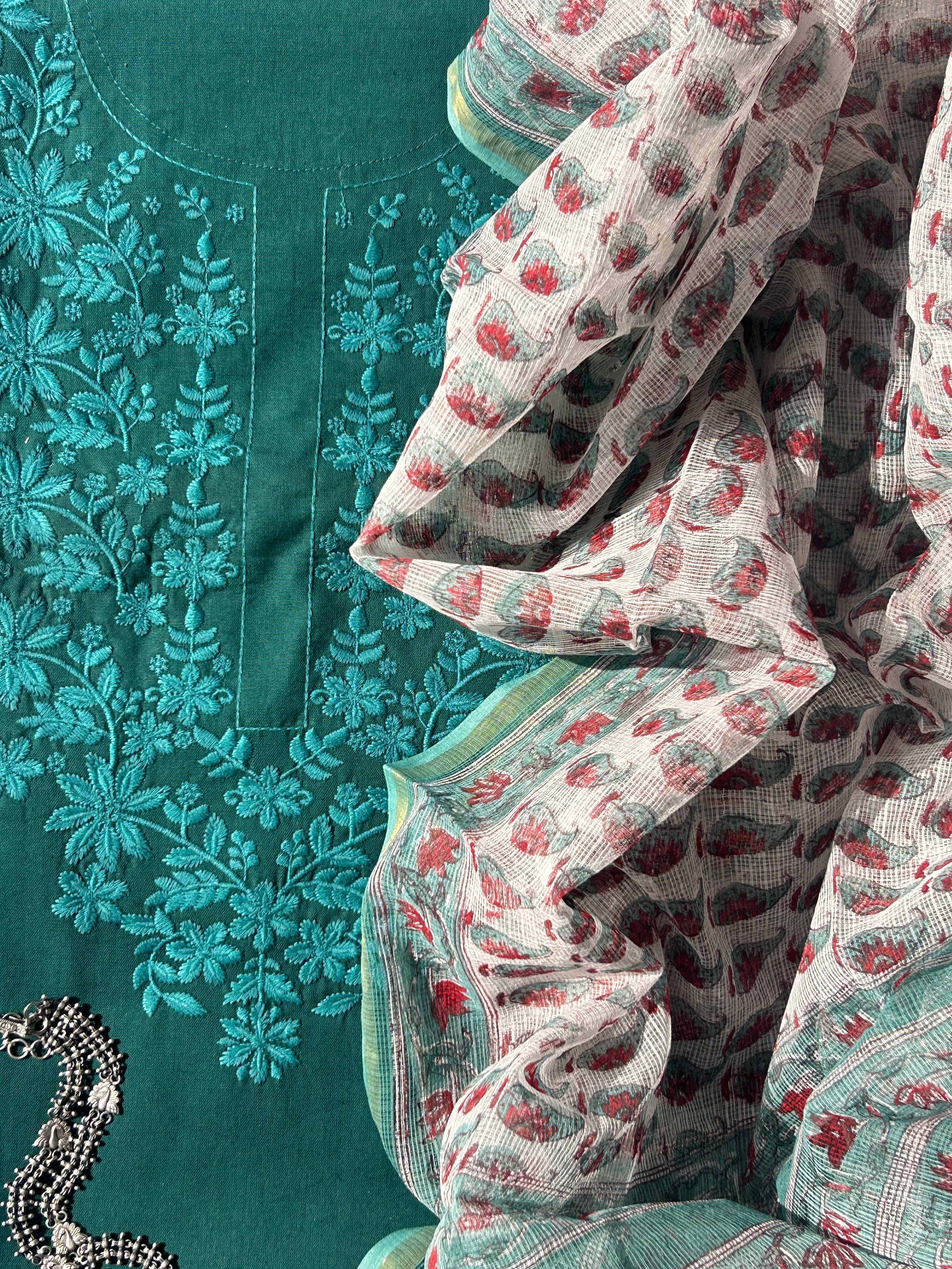 Hand Machine Embroidered Kurta Suit Set