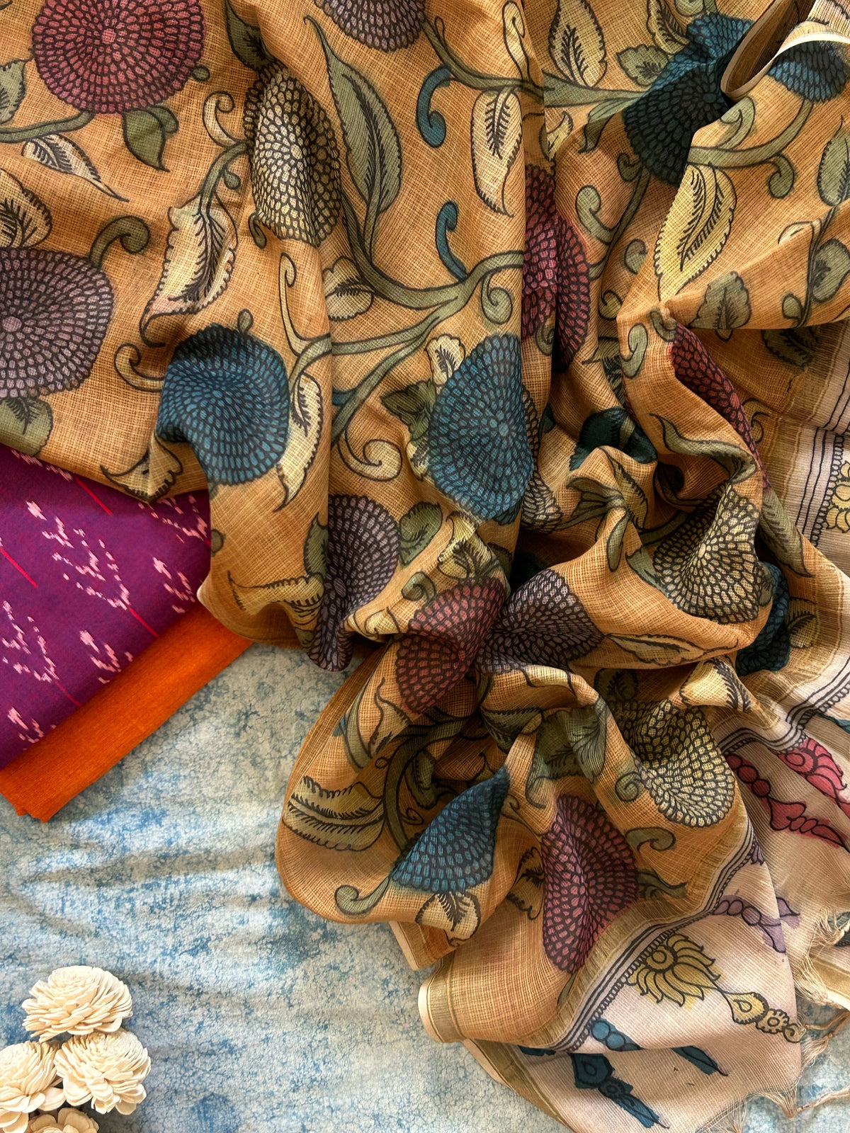 Damini - Handwoven Handpainted Kalamkari Set