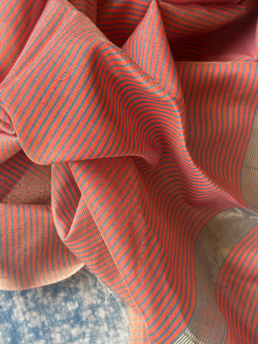 Handwoven Maheshwari Kurta Dupatta Set - Turquoise & Peach