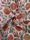 Handblock Printed Azofree dye cotton - Peach Floral (2.4m)