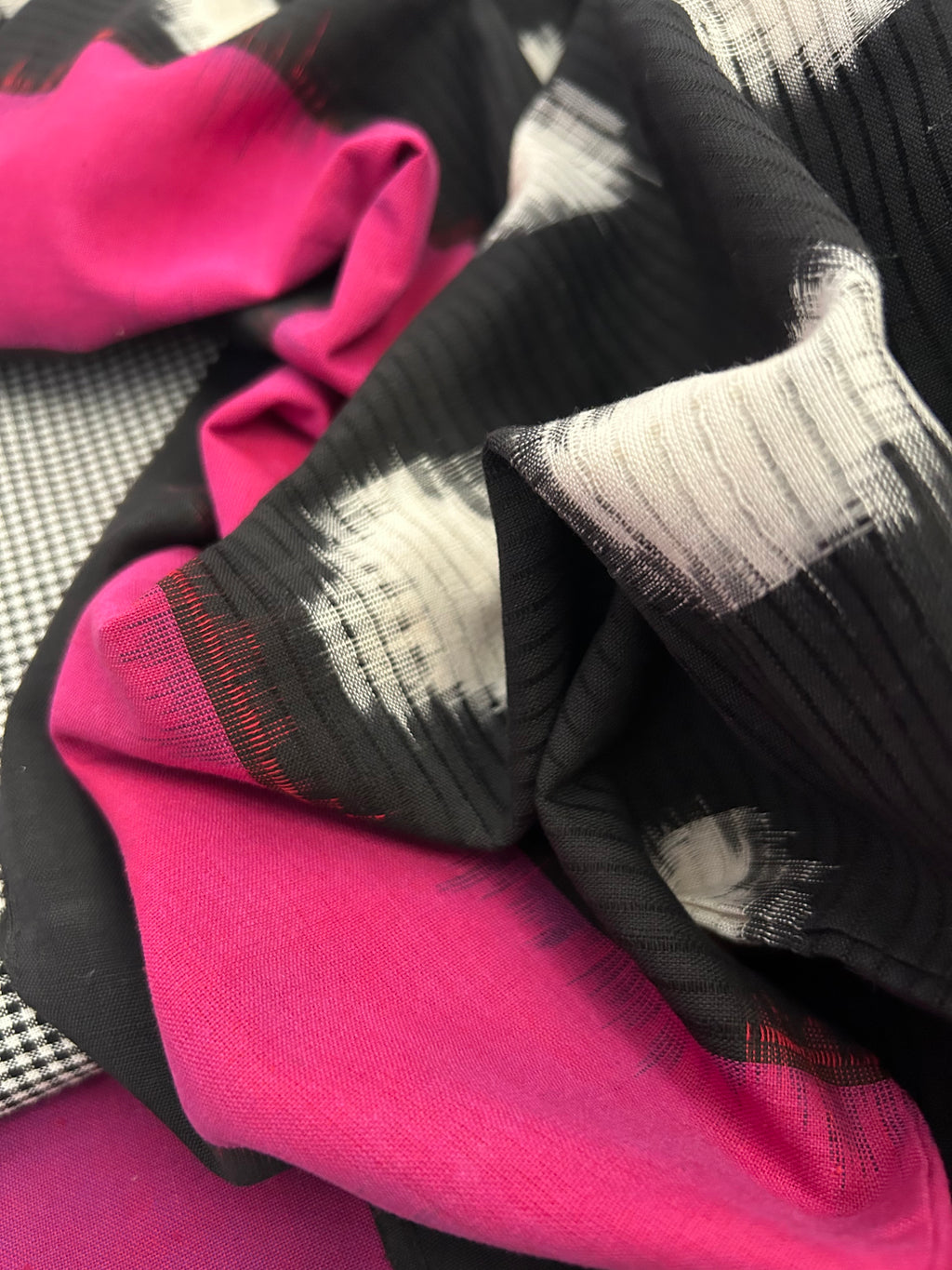 Handwoven Ikat Kurta Dupatta Set- Black and deep Purple