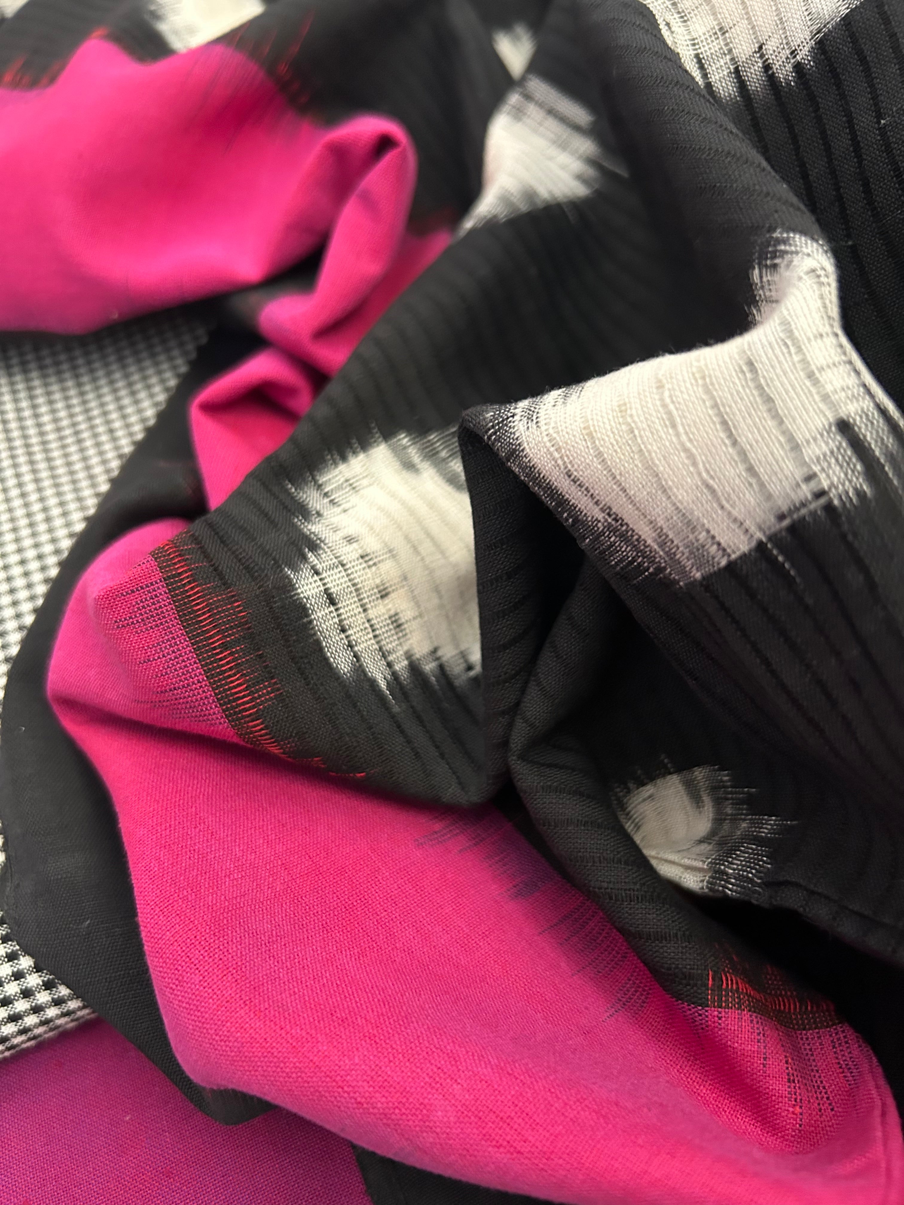 Handwoven Ikat Kurta Dupatta Set- Black and deep Purple