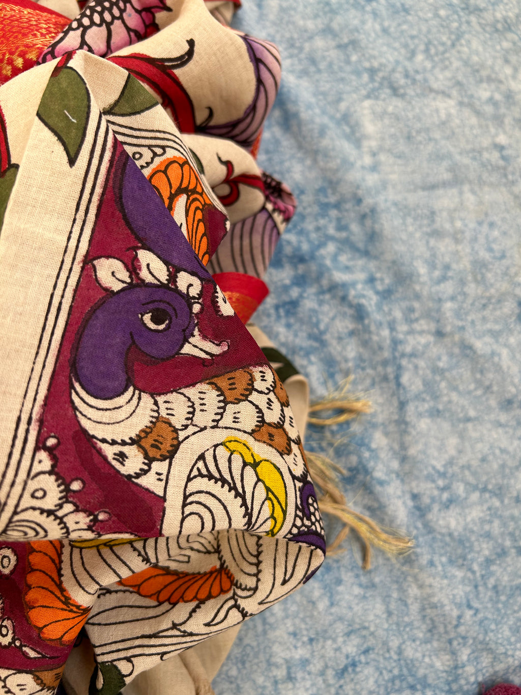 Handwoven Handcrafted Kalamkari Double Ikat Kurta Dupatta Set