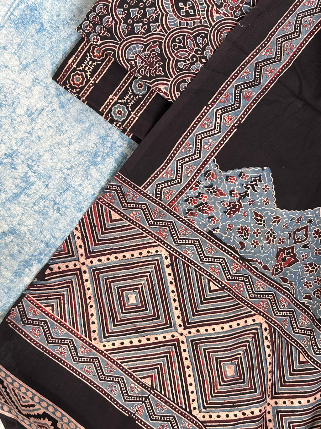Natural Dyes Handblock Ajrakh Cotton Suit