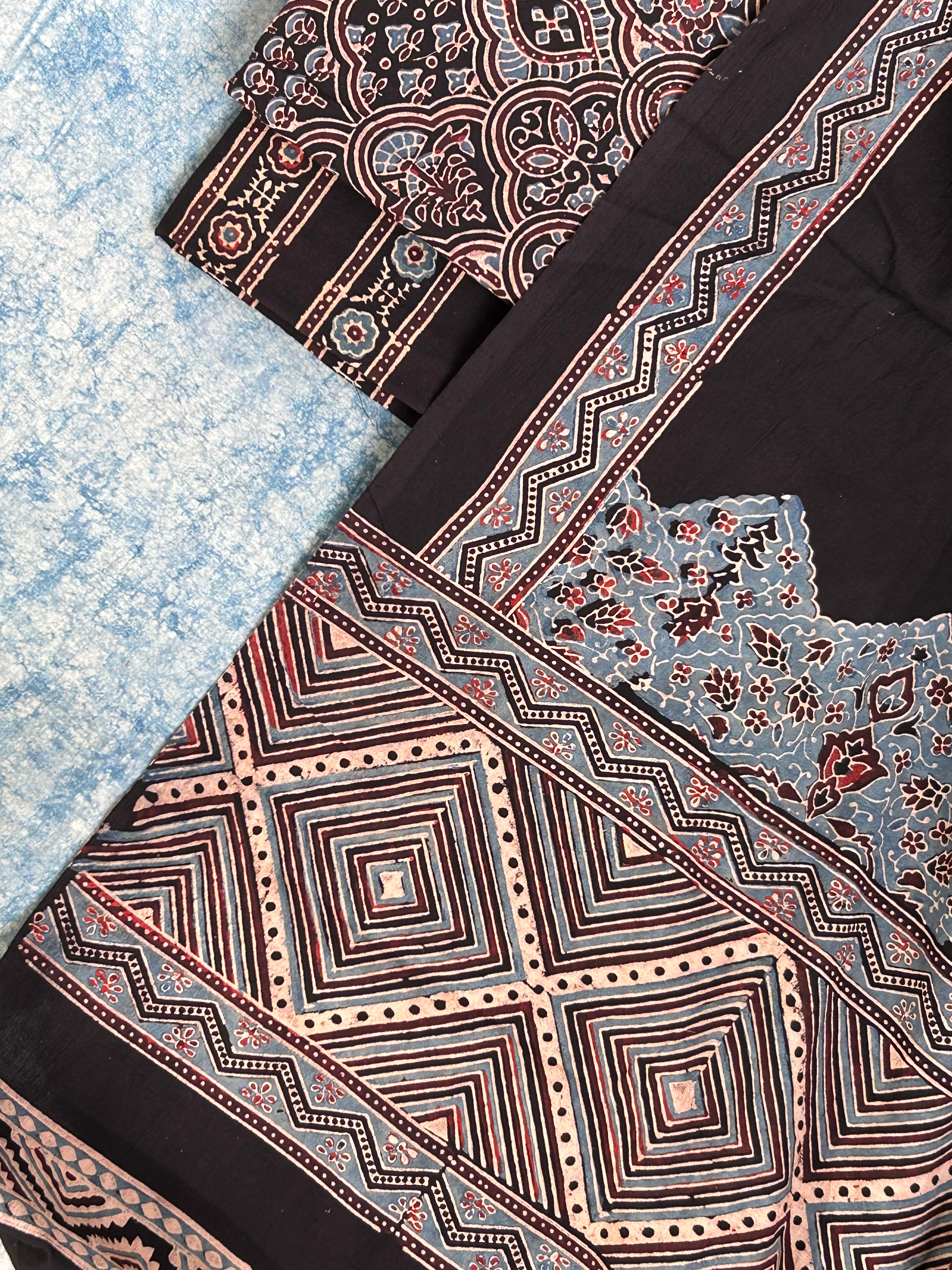 Natural Dyes Handblock Ajrakh Cotton Suit