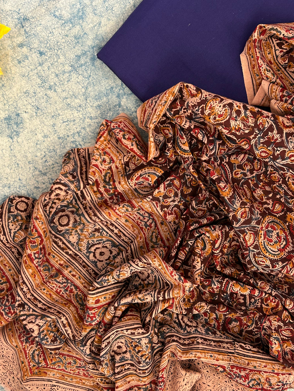 Handwoven Handcrafted Ikath Kalamkari Kurta Dupatta Set