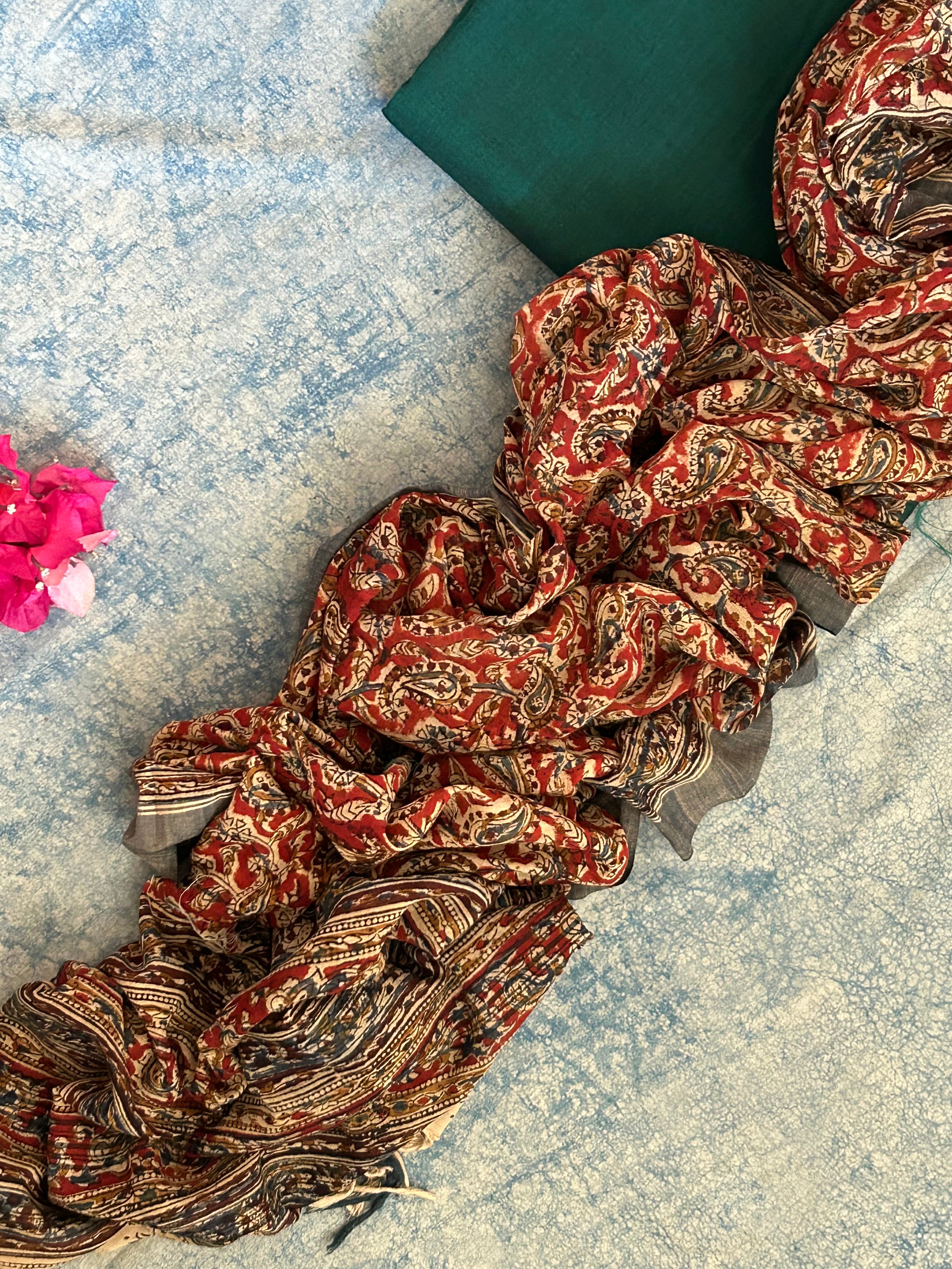 Handwoven Handcrafted Kalamkari Kurta Dupatta Set