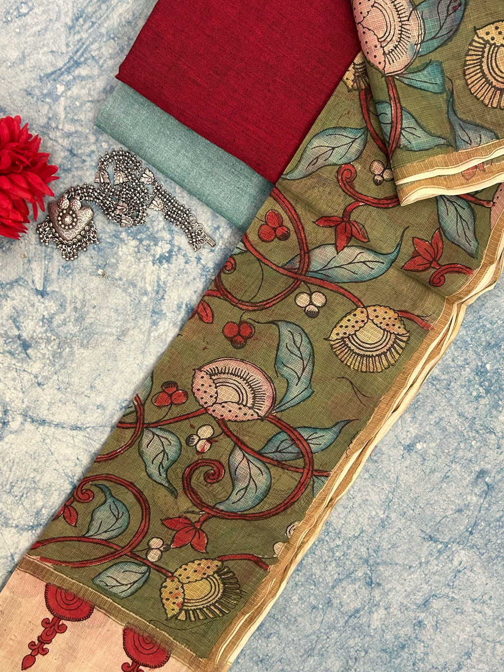 Handwoven Handpainted Kalamkari Set