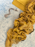 Handwoven Maheshwari Kurta Dupatta Set -Mustard Yellow