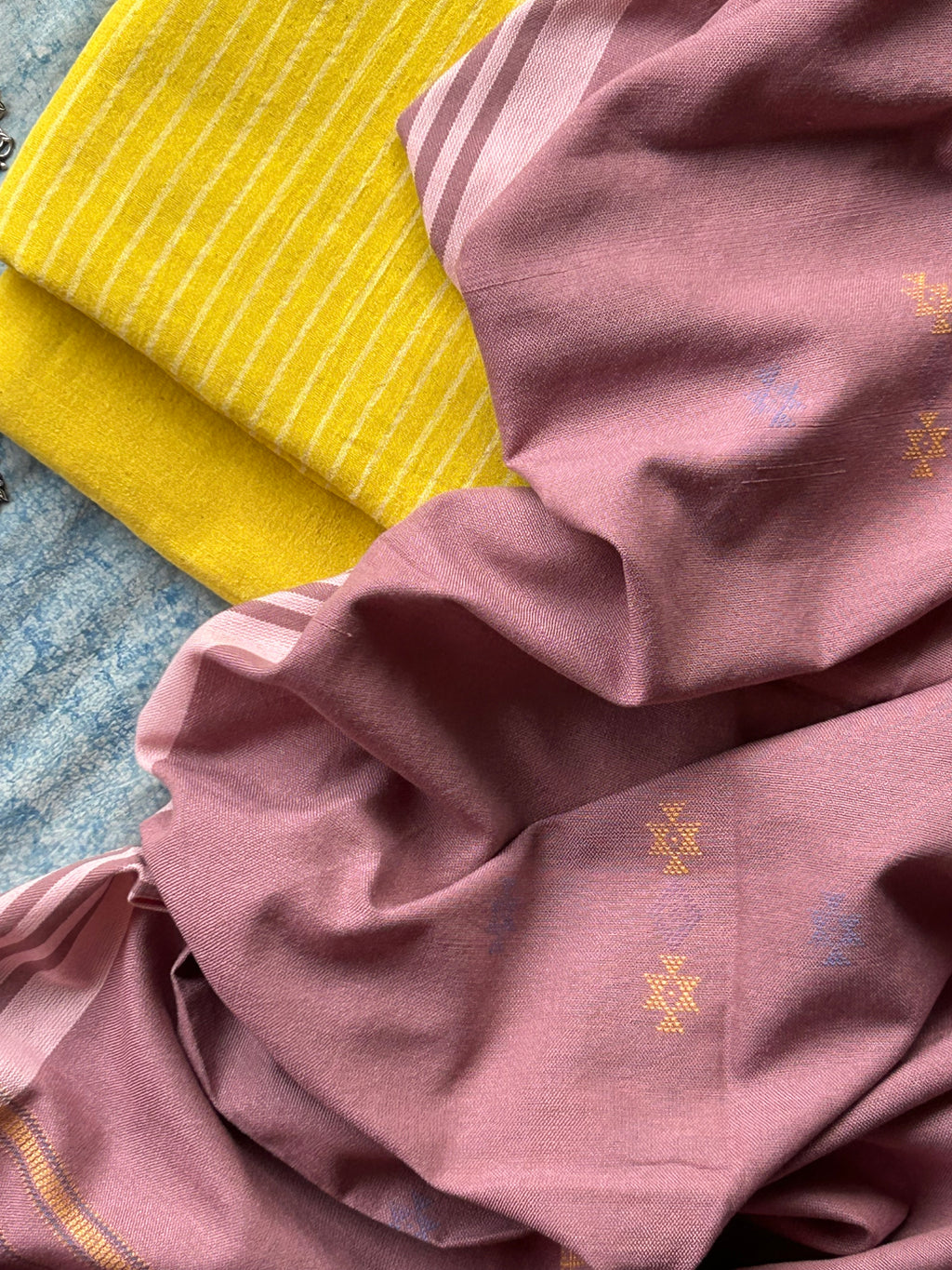 Amaltas - Handspun Handwoven Kotpad and Bhujodi Stole Set