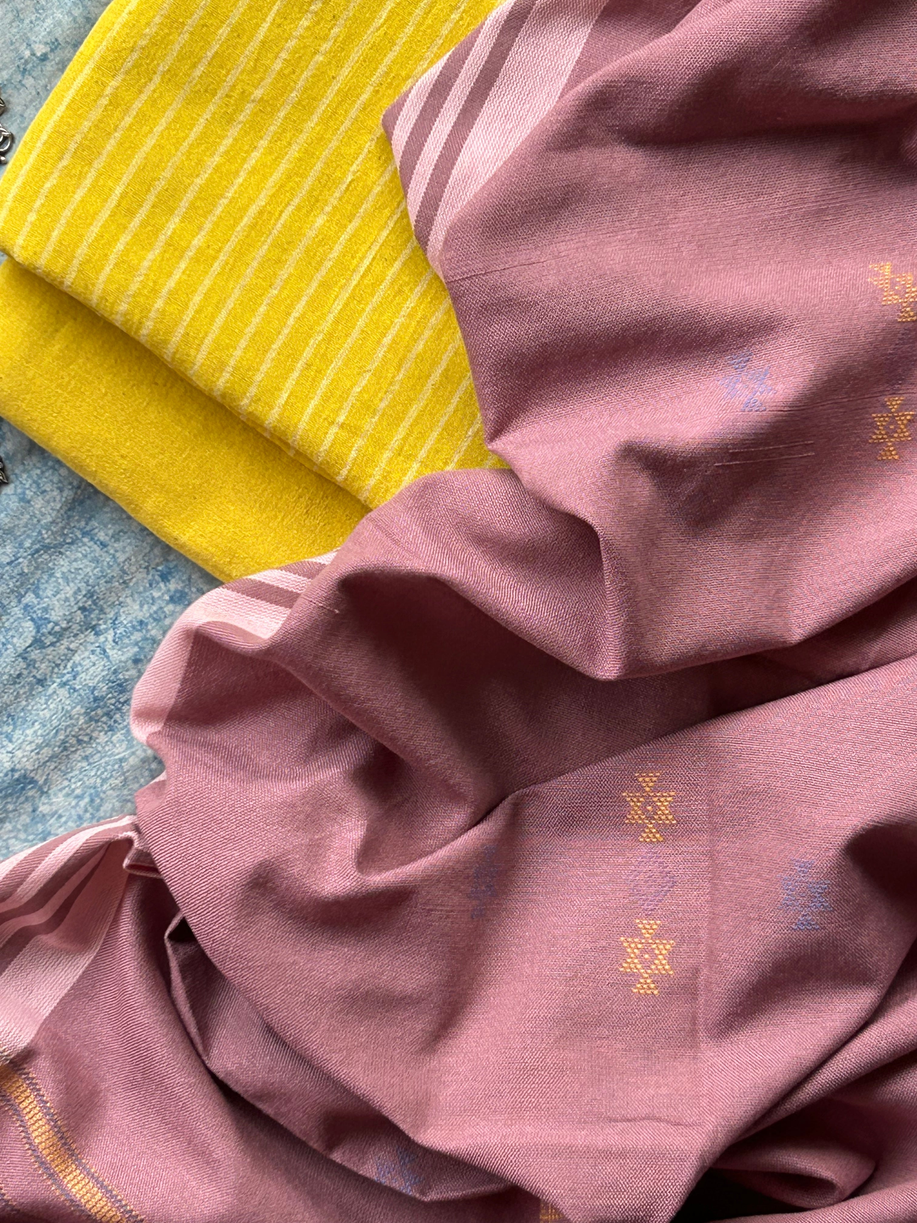 Amaltas - Handspun Handwoven Kotpad and Bhujodi Stole Set