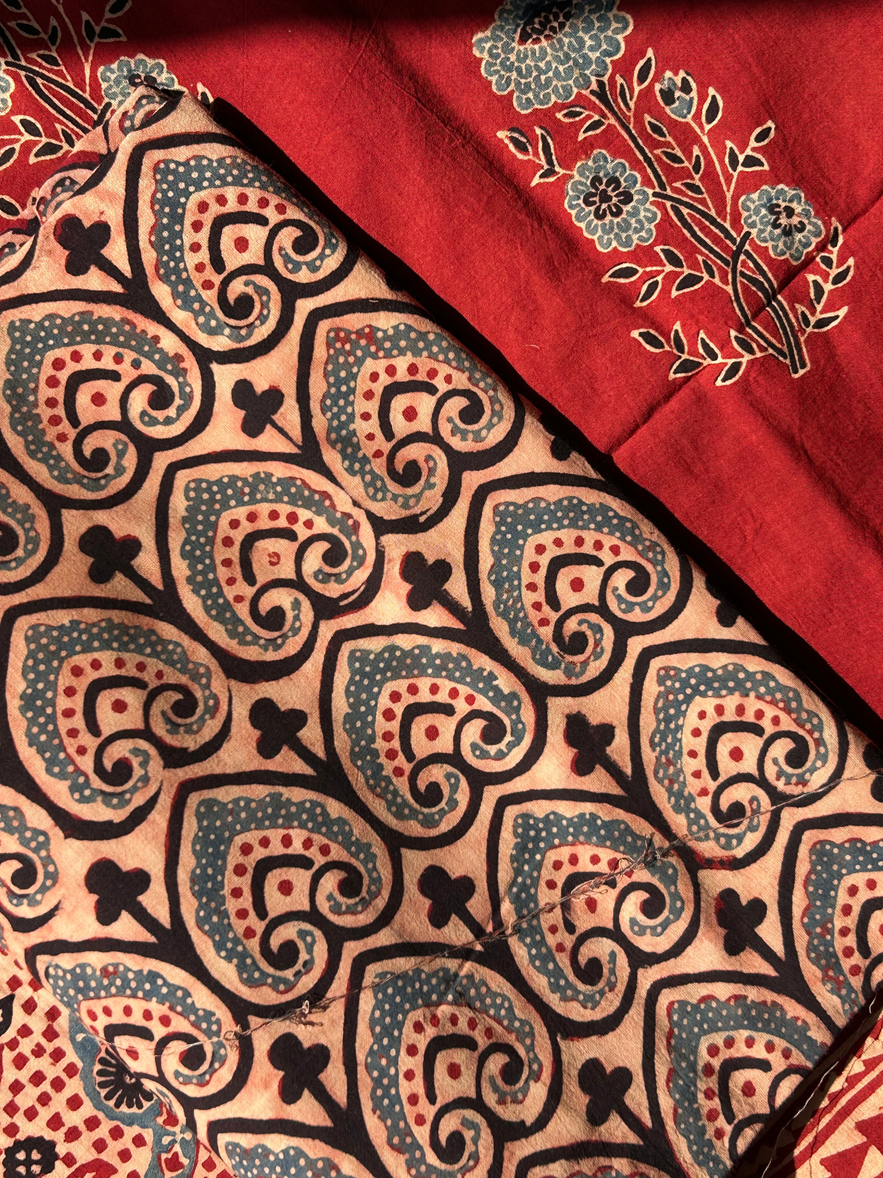 Natural Dyes Handblock Ajrakh Cotton Suit