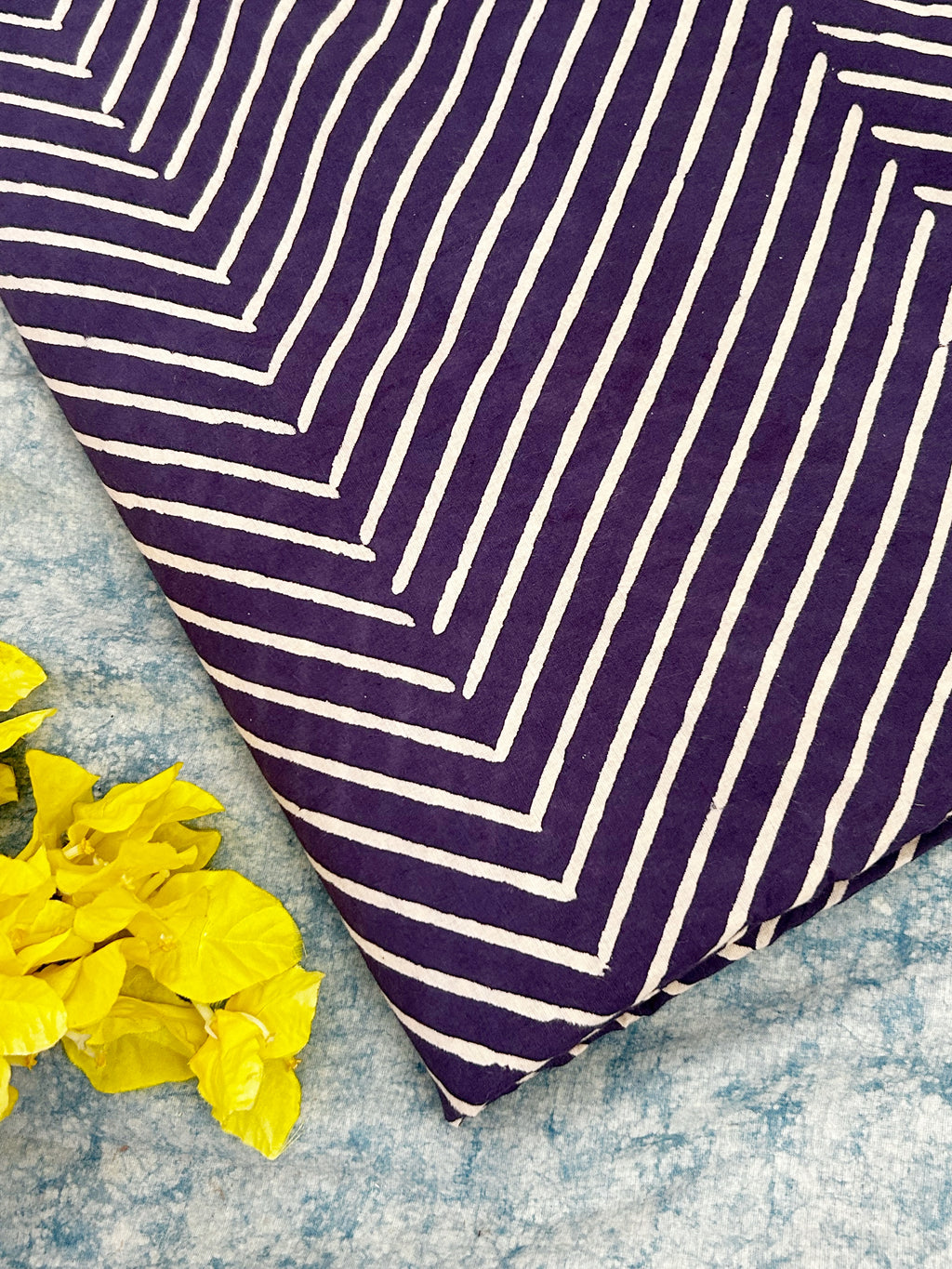 Handblock Print  Cotton Fabric - Purple (3.5m)