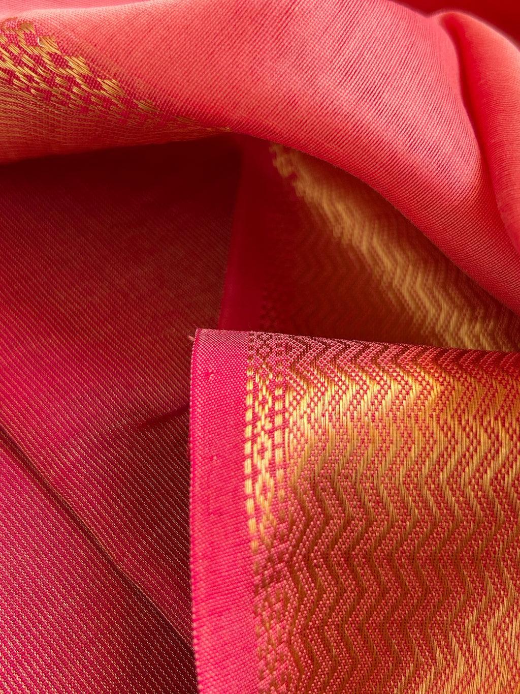 Handwoven Maheshwari Kurta Dupatta Set - Rose Pink & Peach