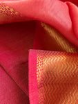 Handwoven Maheshwari Kurta Dupatta Set - Rose Pink & Peach