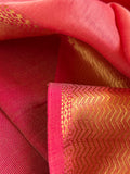 Handwoven Maheshwari Kurta Dupatta Set - Rose Pink & Peach