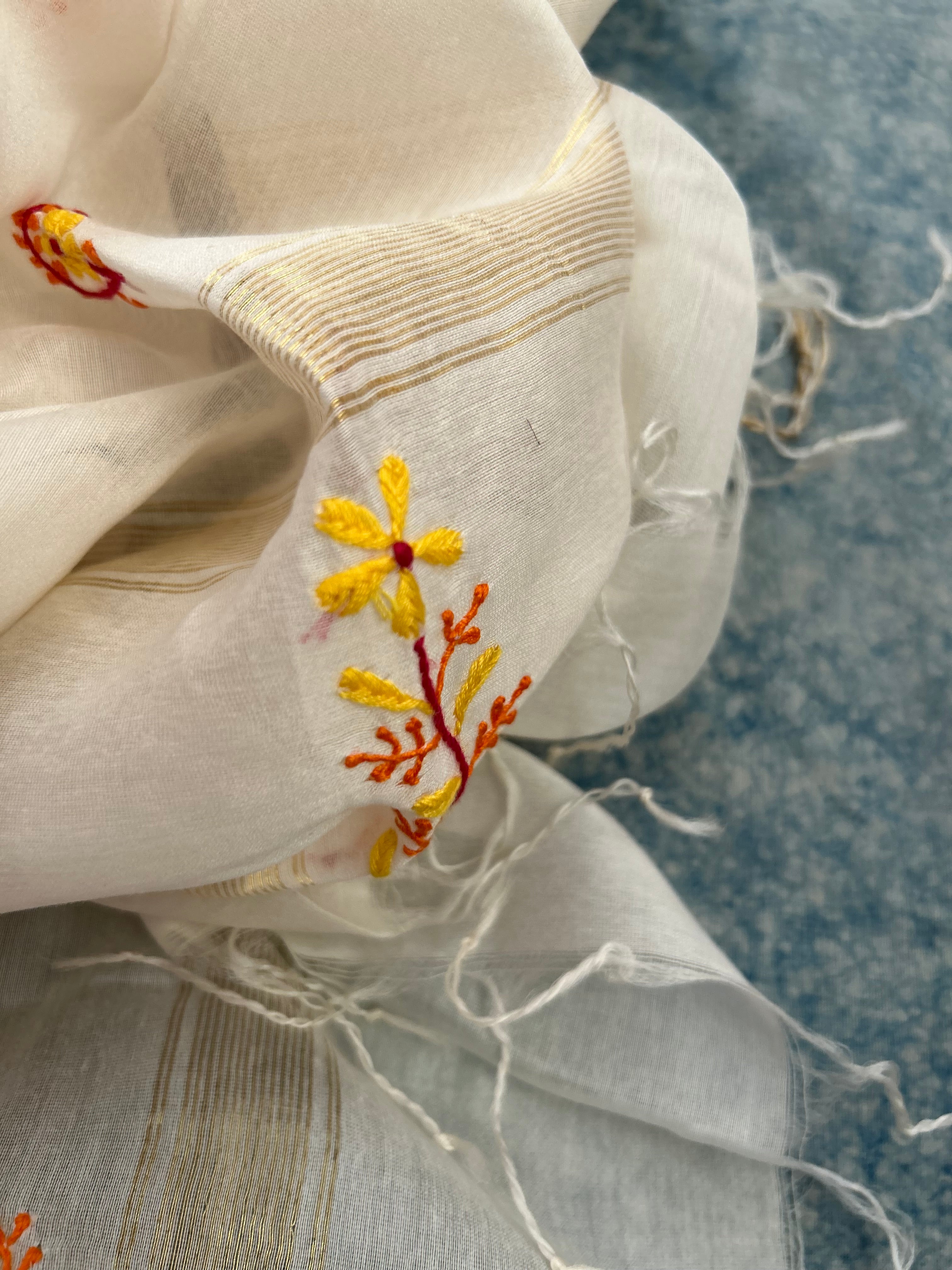 Handwoven Chikankari Maheshwari Kurta dupatta set