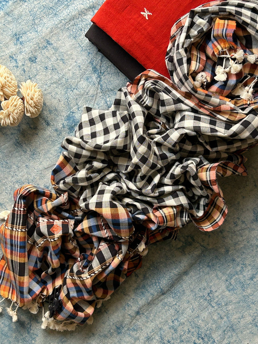 Handspun Handwoven Kotpad & Bhujodi Suit Set - Bright Orange