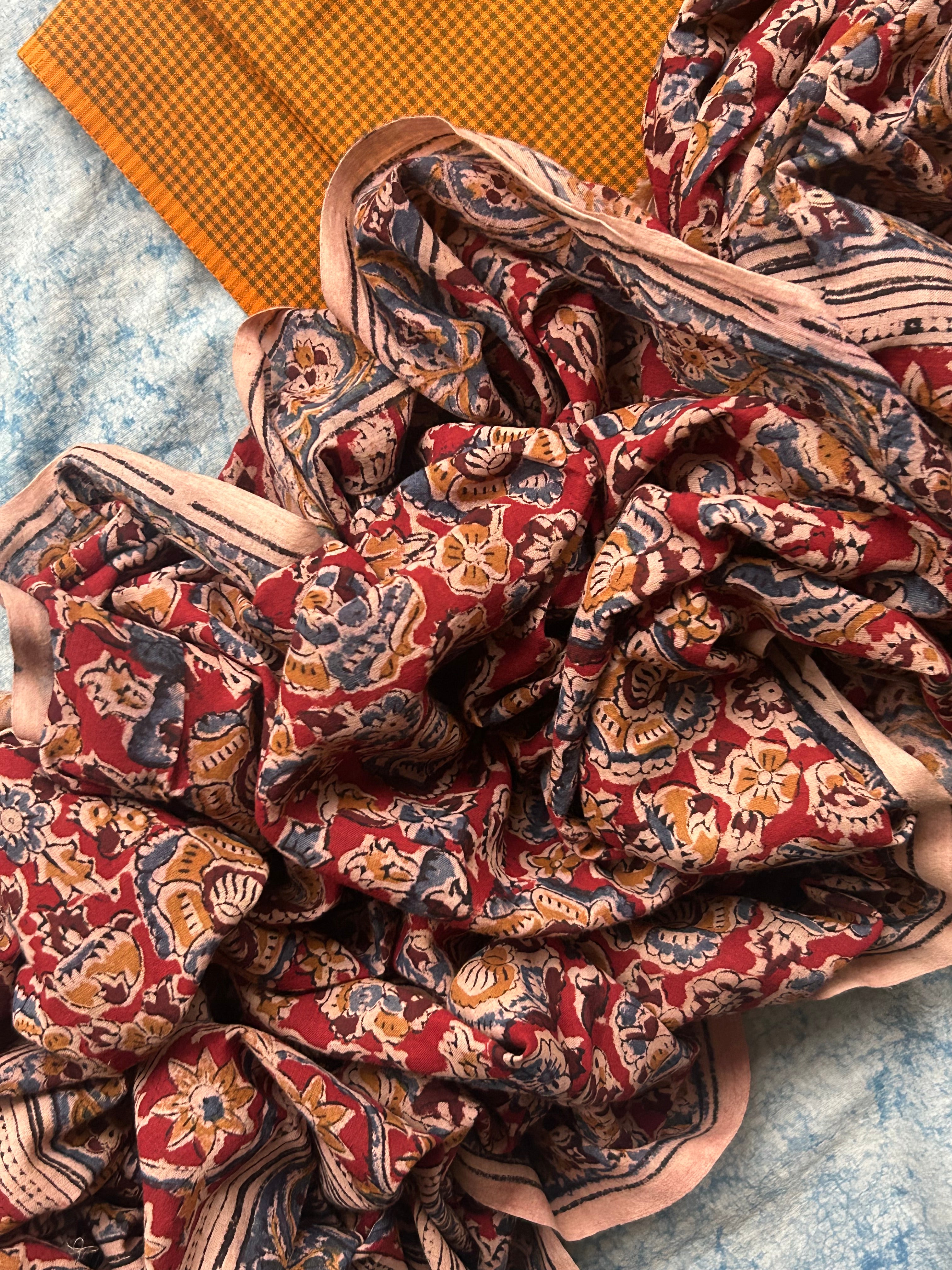 Sugam - Handwoven and Handblock printed Kalamkari Set