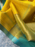 Handwoven Maheshwari Kurta Dupatta Set - Turquoise & Yellow