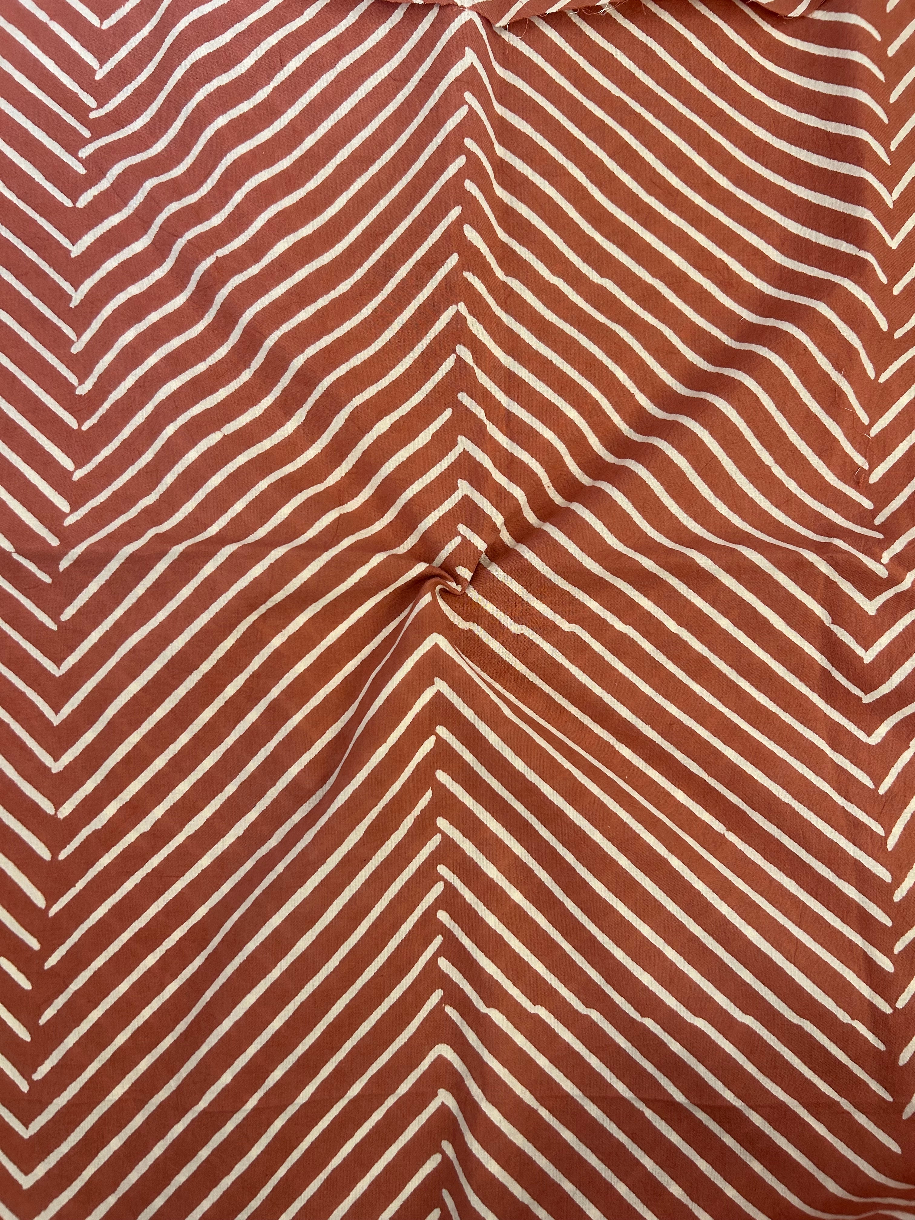 Handblock Printed Azofree dye cotton - Geometric Peach(1m)