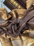 Handwoven Maheshwari Kurta Dupatta Set - Cola Brown