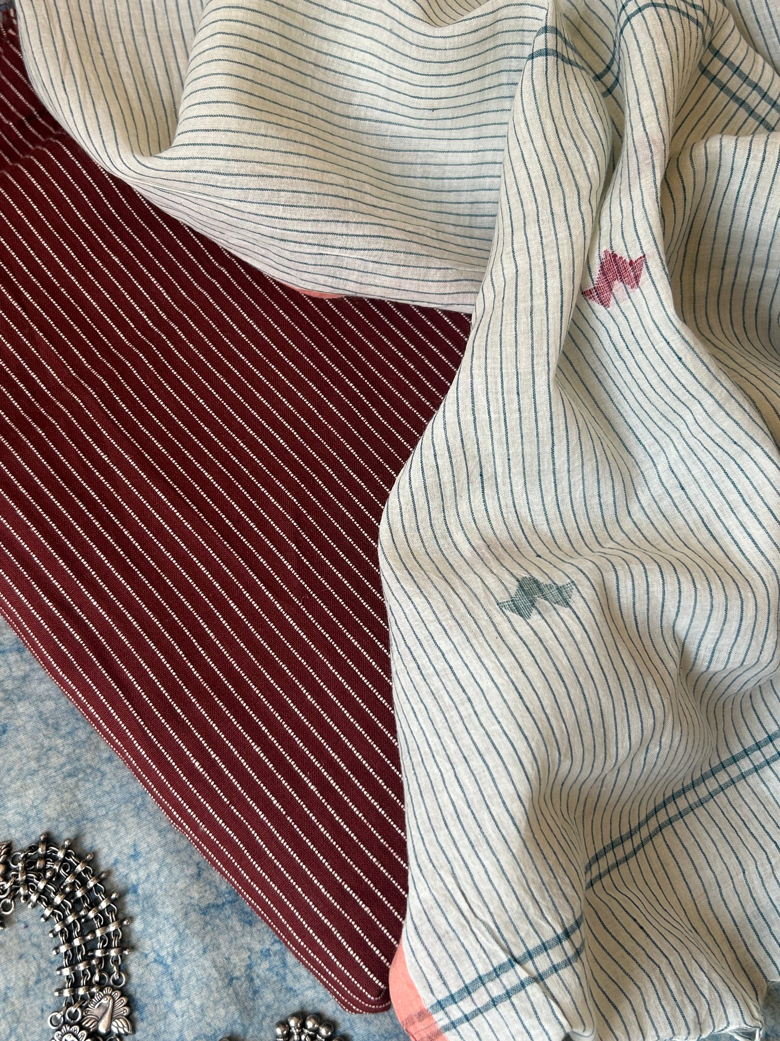 Handwoven Cotton Bengal Jamdani Dupatta Set - A Vintage Classic