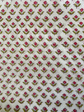 Handblock Cotton 1mt - While Floral Butta