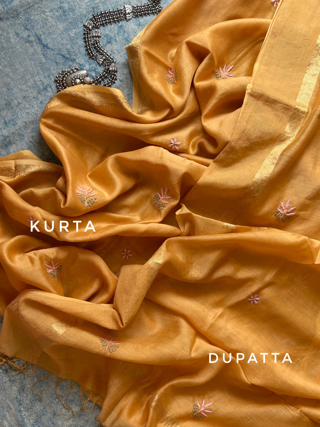 Avira - Handwoven Chikankari Work Maheshwari Set
