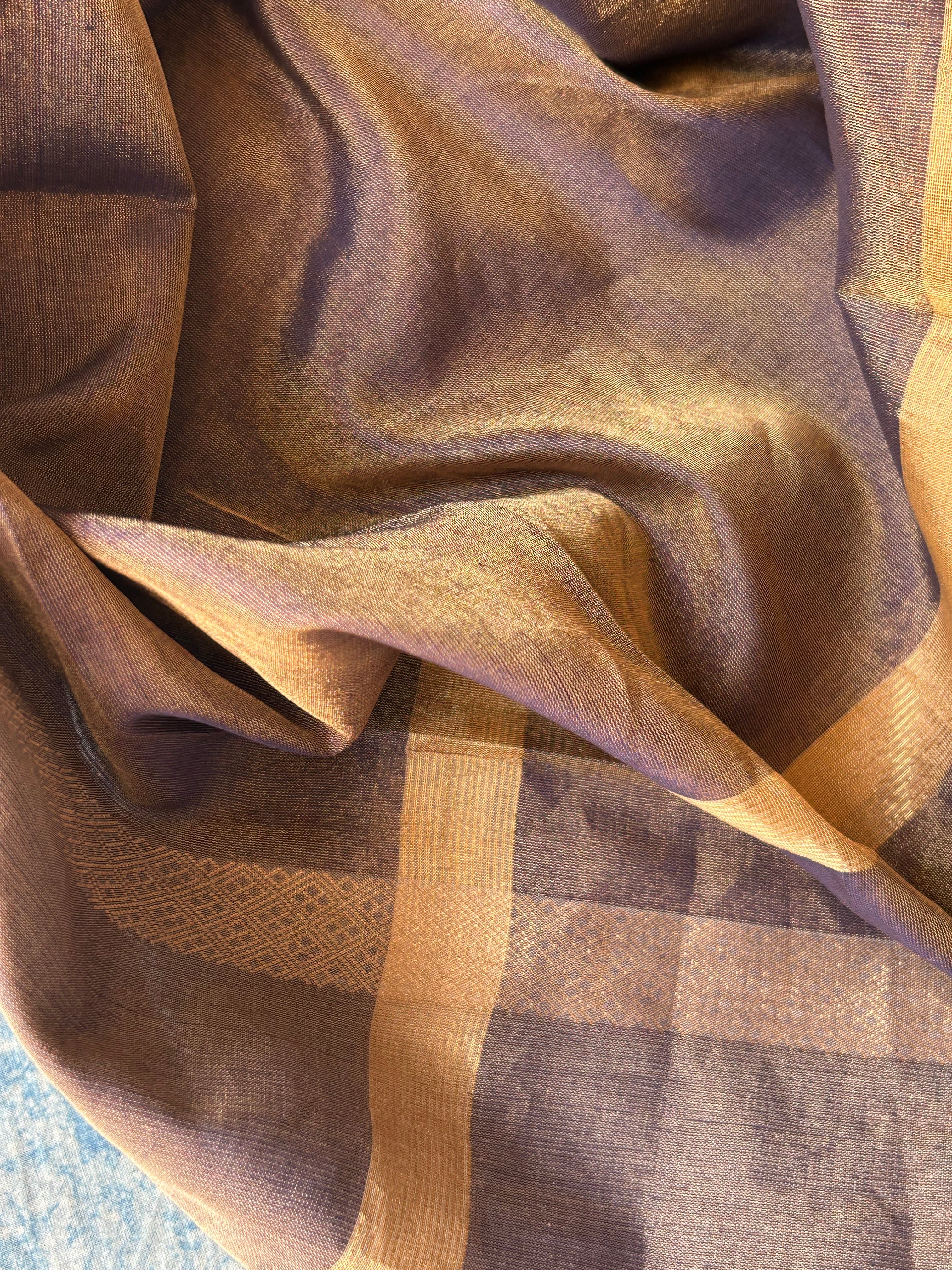 Handwoven Maheshwari Kurta Dupatta Set - Black Gold & Mauve