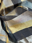 Handwoven Maheshwari Tissue Kurta Dupatta Set - Gold & Bold Black