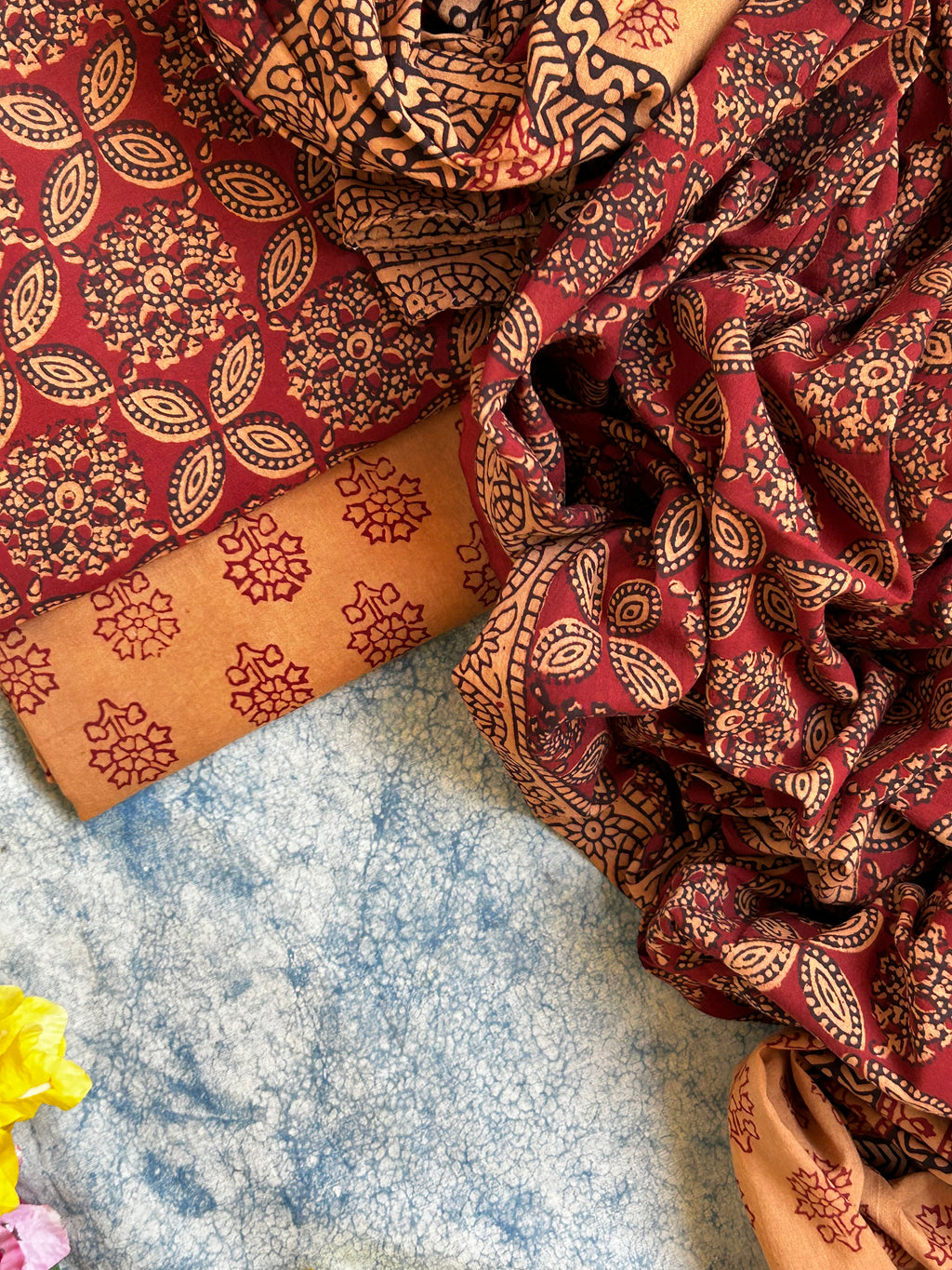 Natural Dyed Bagh Block Print Cotton Suit