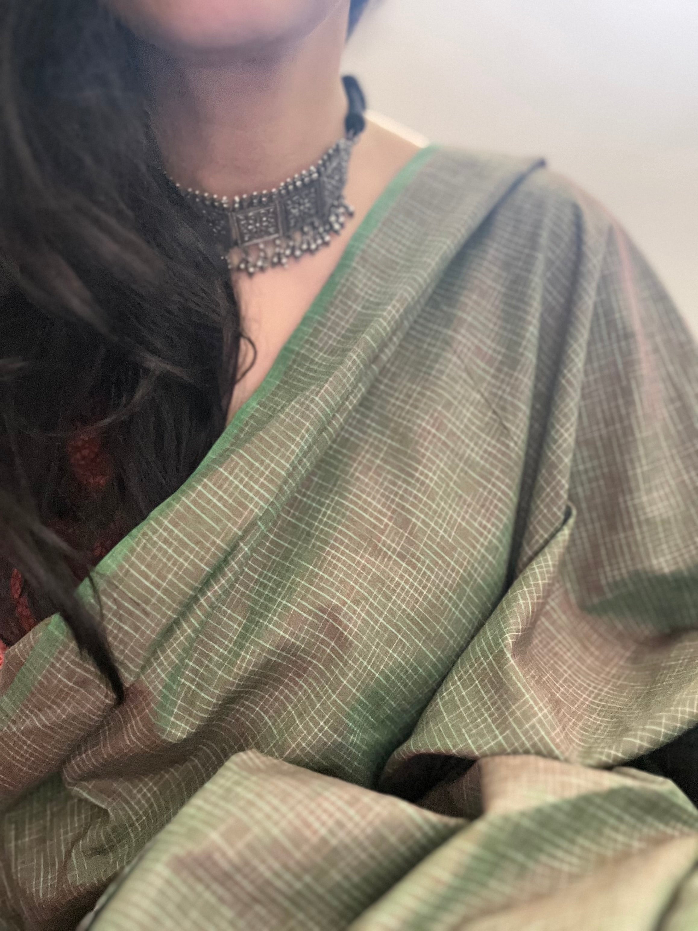 Handwoven 2.5m Fabric - Green Red