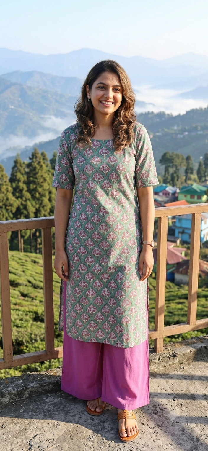 Handblock  Cotton Fabric -  Sea Green Mughal Butta