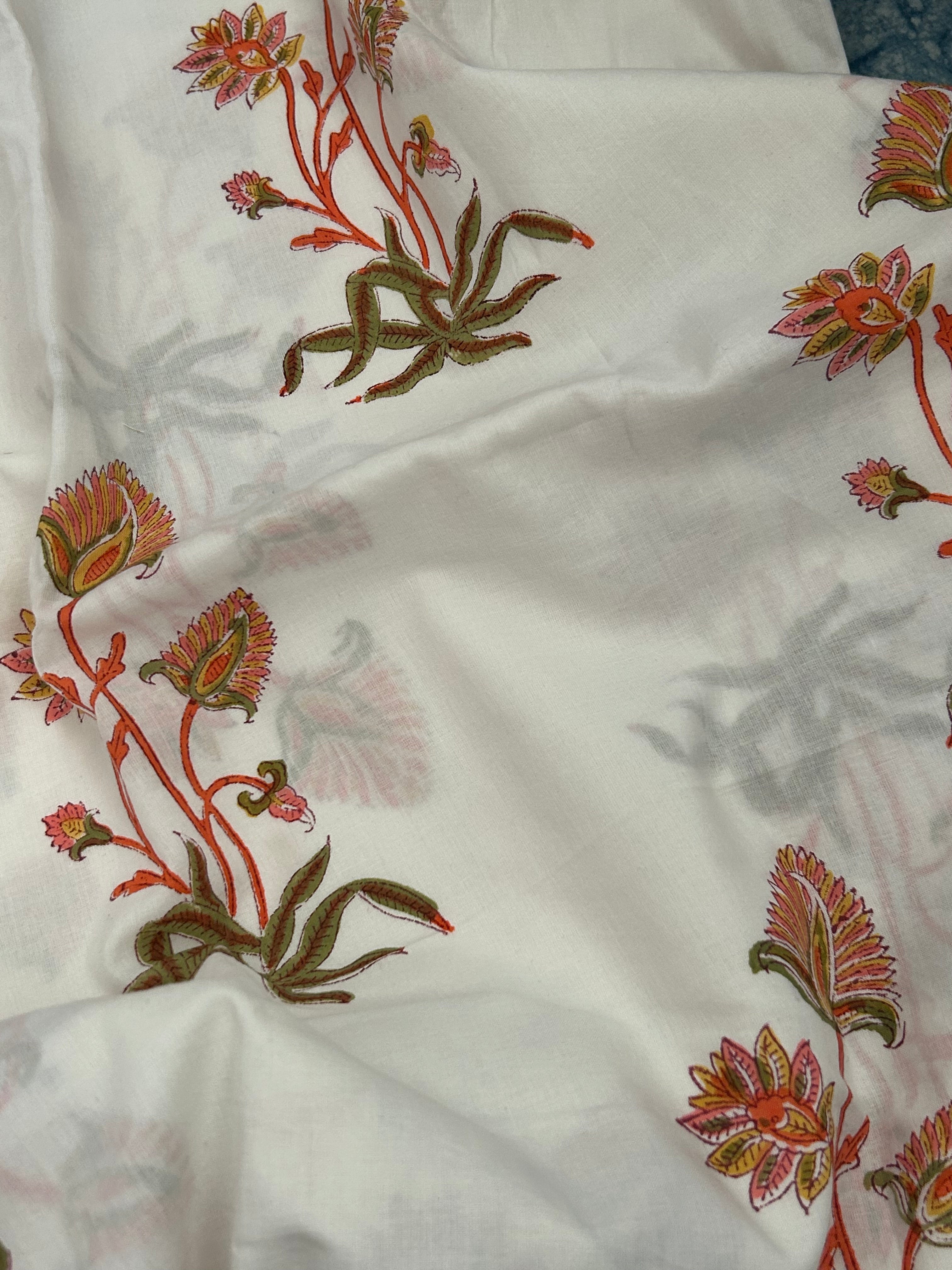 Hand Block Printed Azo free Dyed Cotton Kurta Fabric