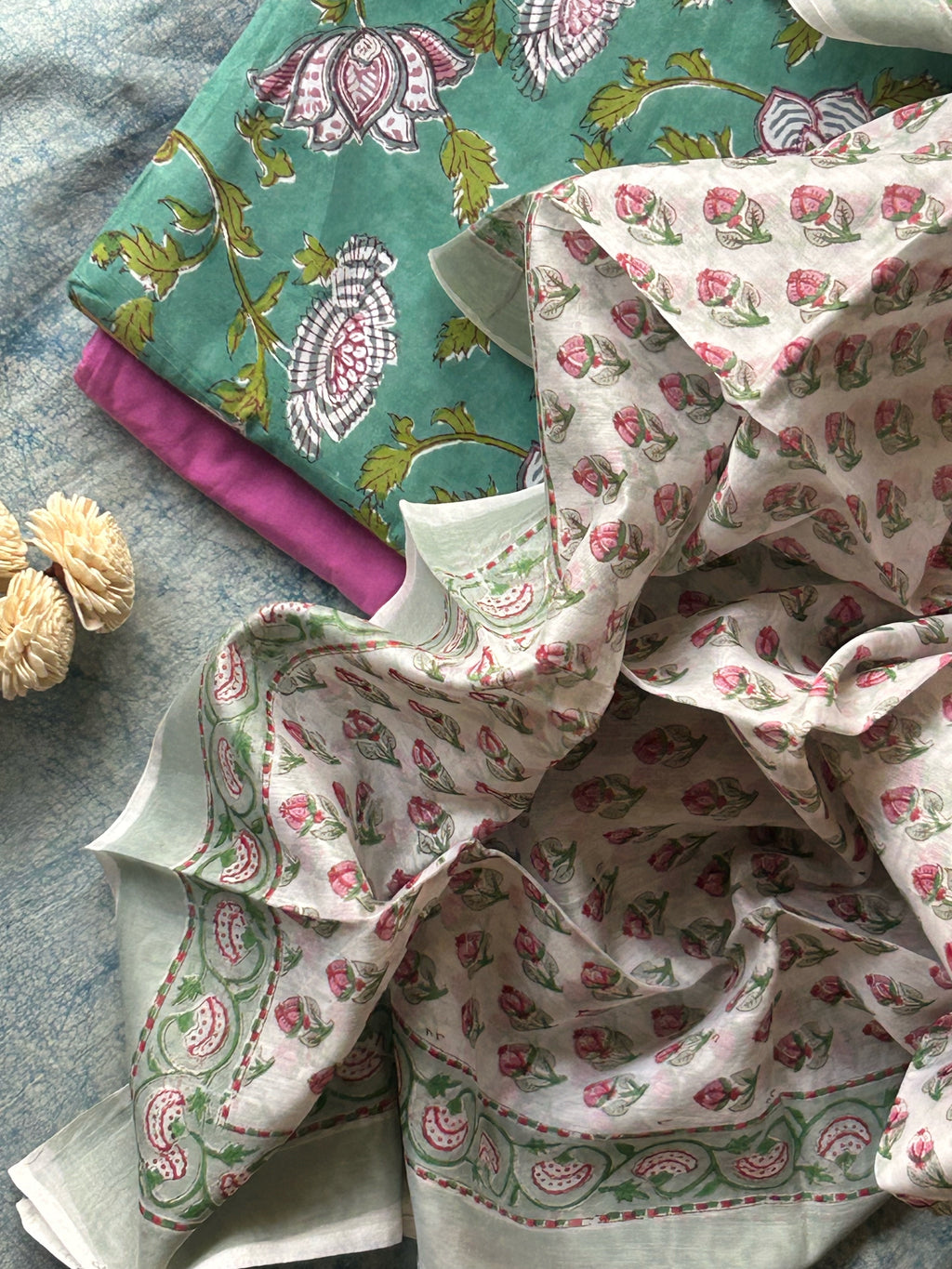 Handcrafted Cotton Suit Set - Sea Green