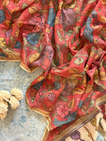 Aruna - Handwoven Hand-drawn Handpainted Pen Kalamkari Dupatta