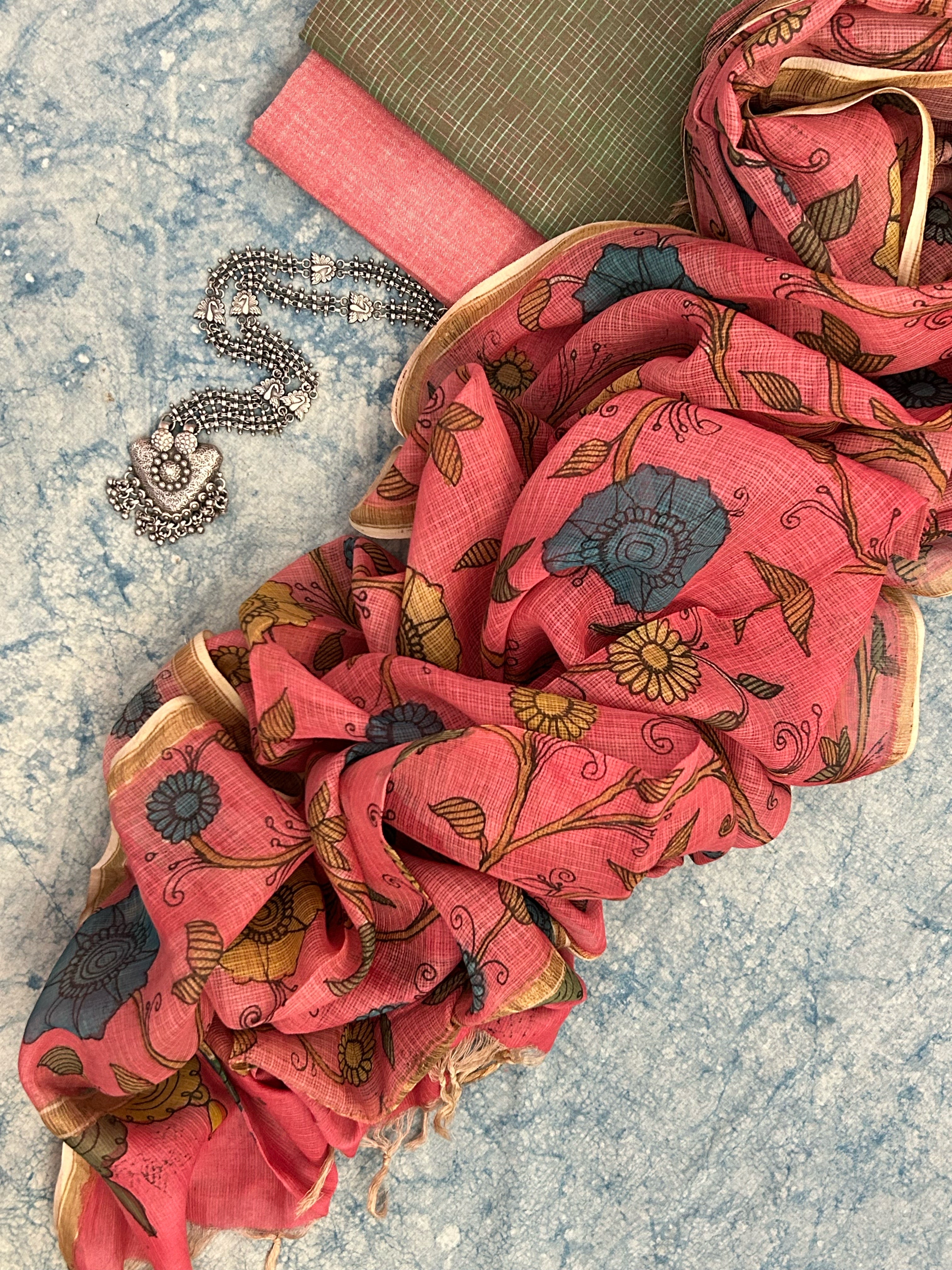 Handwoven Handpainted Kalamkari Set