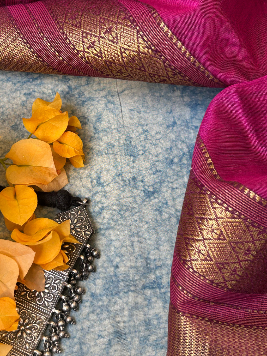 Handwoven Maheshwari Kurta Dupatta Set - Green and Pink