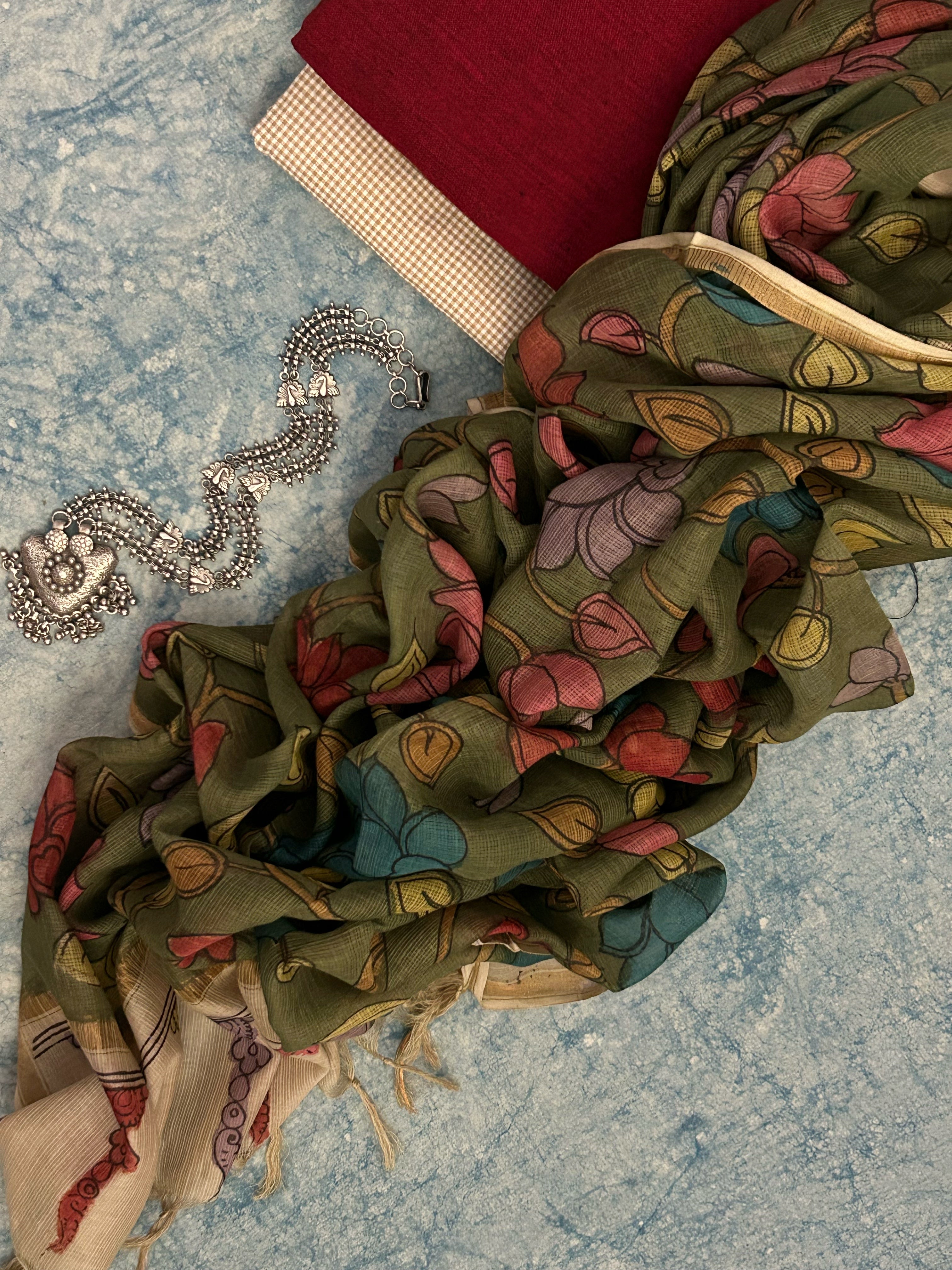 Handwoven Handpainted Kalamkari Set