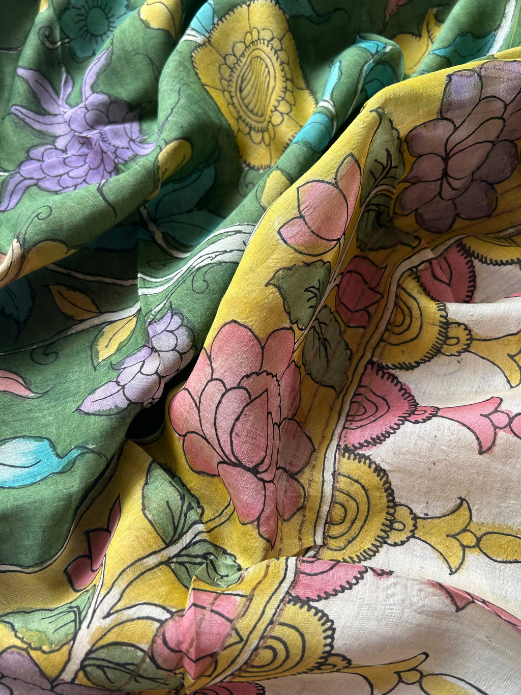 Haritika -Handwoven Hand-drawn Handpainted Pen Kalamkari Dupatta