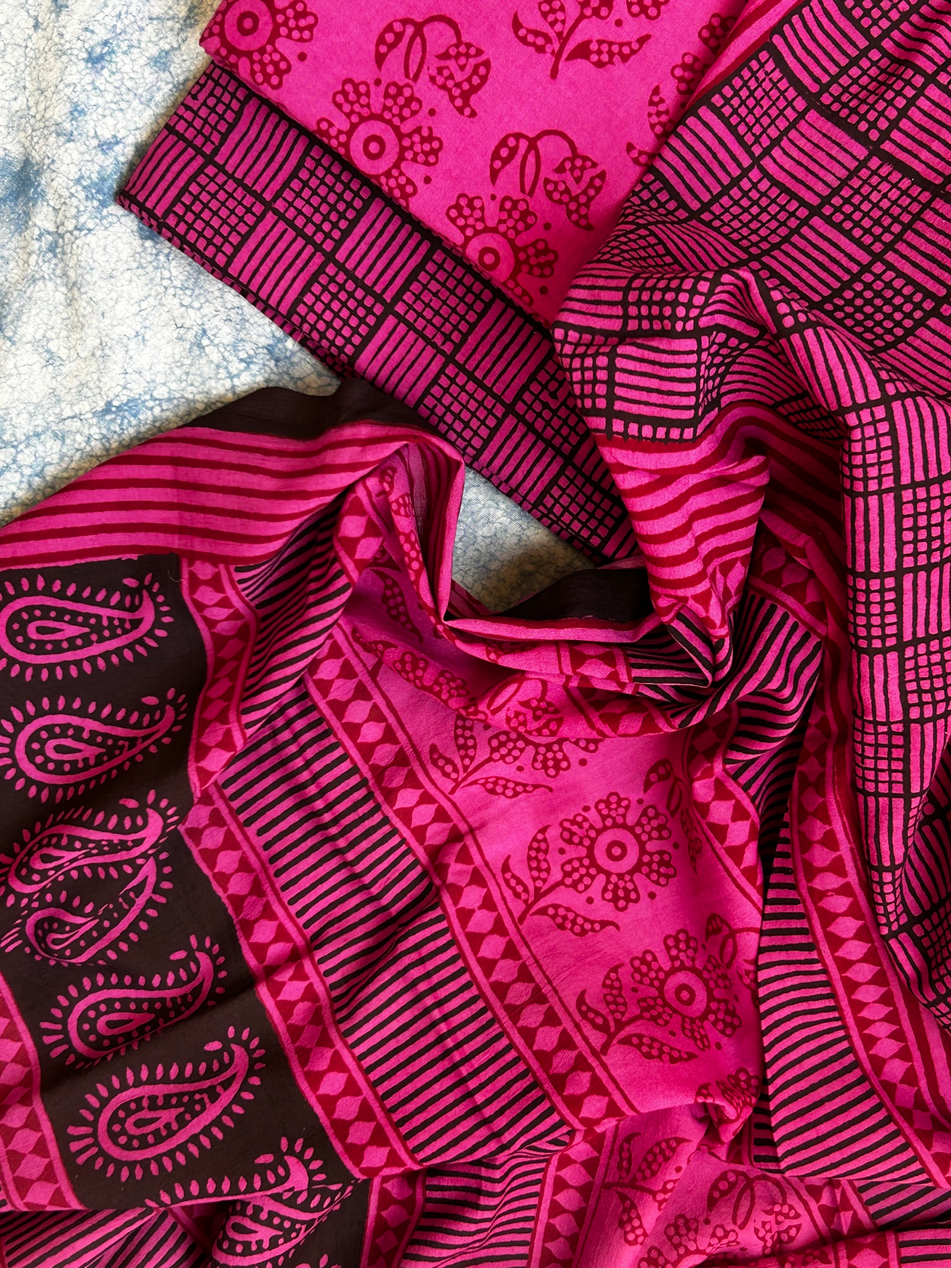 Natural Dyed Bagh Block Print Cotton Suit