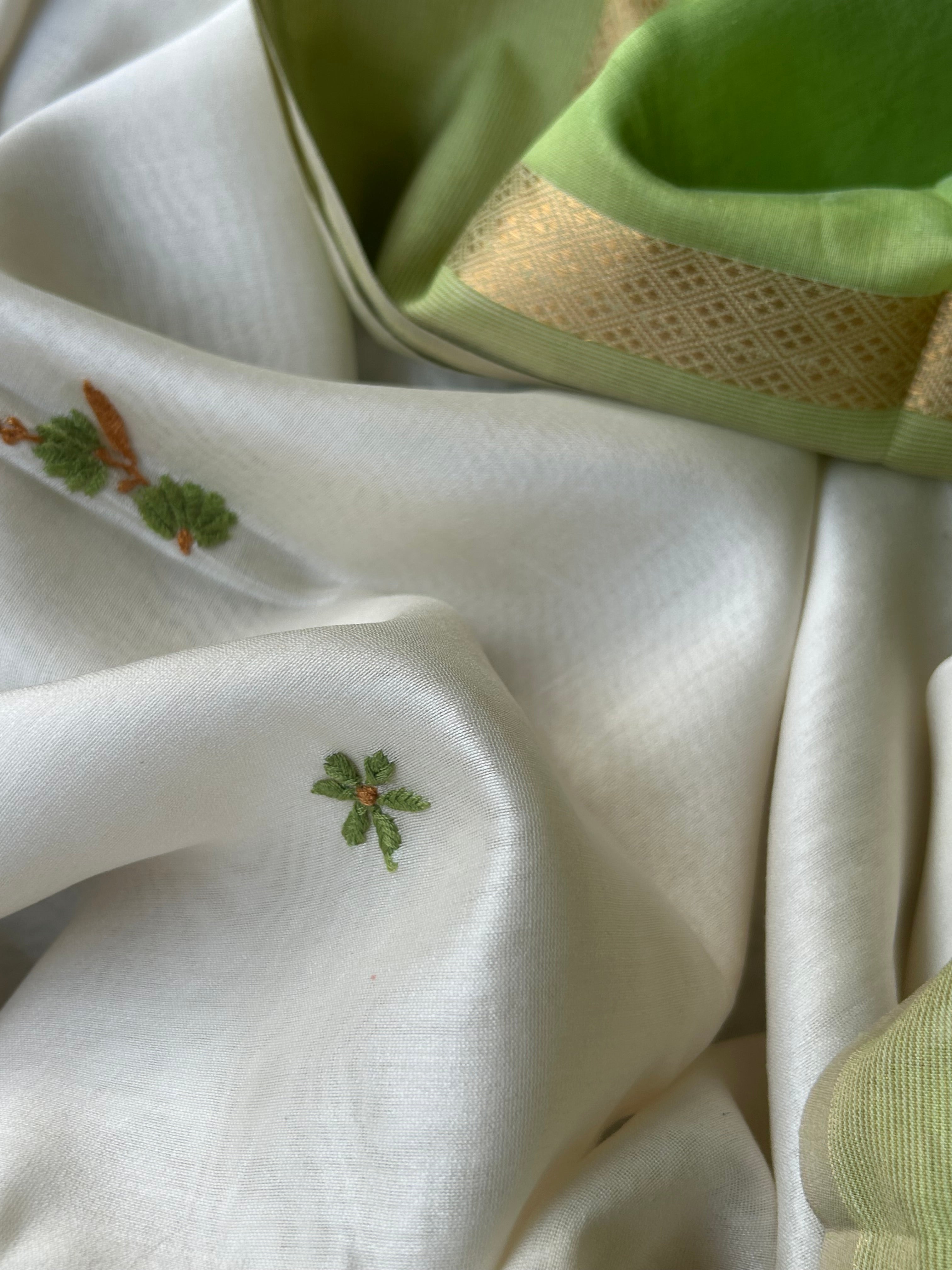 Handwoven Chikankari Work Maheshwari Set